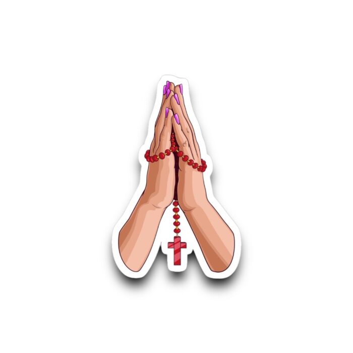 Rosary Praying Hands Sticker