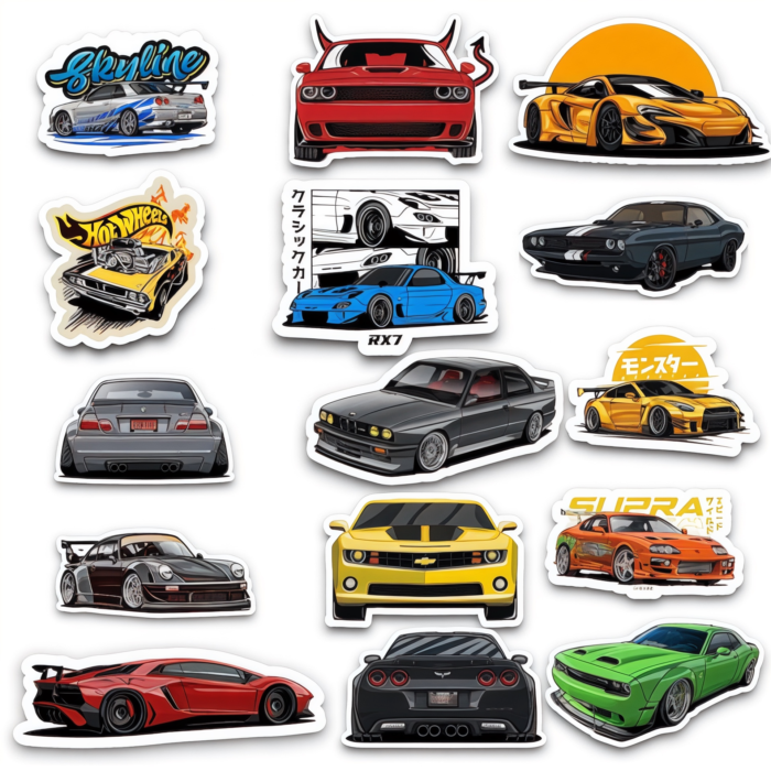 Car Laptop Sticker Pack Of 15