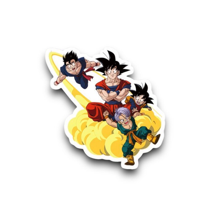 Gohan,Goku,Goten and Trunks Flying Nimbus Cloud